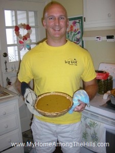 Cushaw pie out of the oven