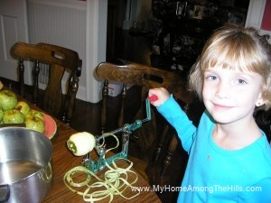 Abigail peeling apples