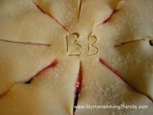 Slits and initials in the pie