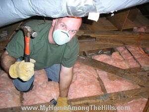 Installing insulation in the attic