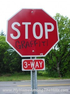 Stop sign graffiti in Charleston, WV!