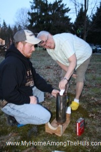 Mom putting the mortgage into the cannon
