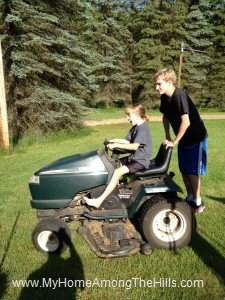 Kids on the garden tractor