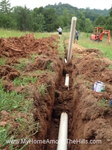 Installing drain line to the septic tank