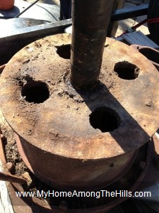The hollow main roller of the Chattanooga Plow Company cane mill